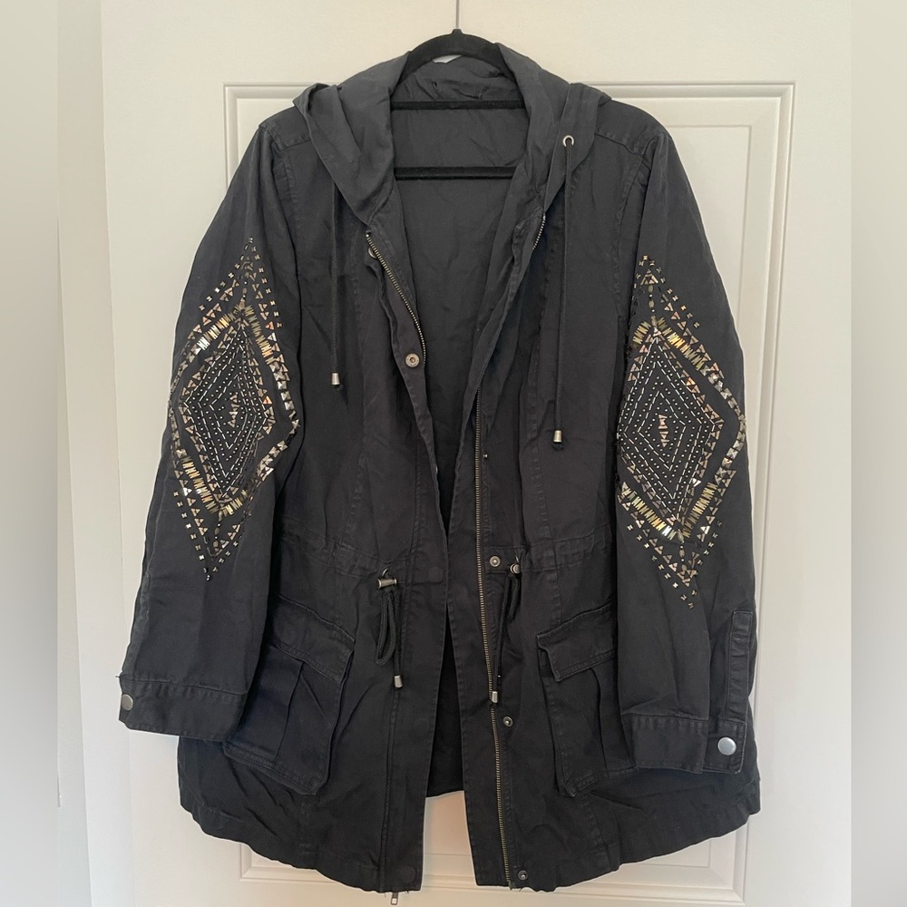 TORRID EMBELLISHED HOODED UTILITY JACKET SIZE 2X